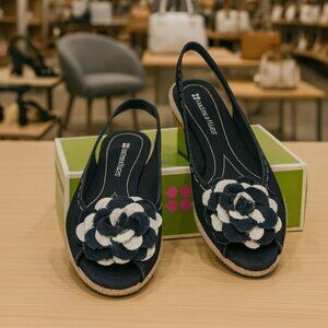 Naturalizer Wedge Sandals | Black Rosette Floral | Espadrille Comfort